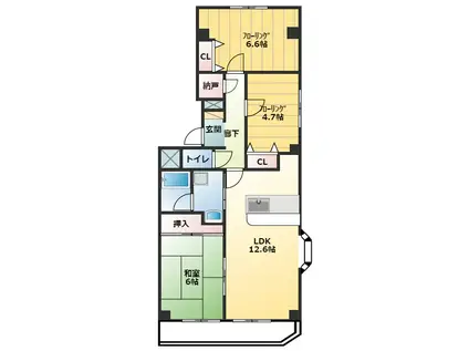 サンブリッジ弐番館(3LDK/3階)の間取り写真