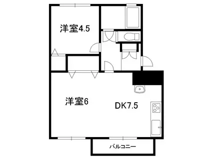 ニューシティコーポラス(2DK/4階)の間取り写真