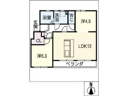 なるみグリーンコーポ(1LDK/1階)の間取り写真