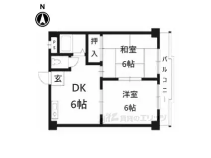 アクアエルフ上賀茂(2DK/5階)の間取り写真