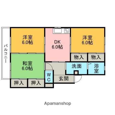 クリーンシティー(3DK/1階)の間取り写真