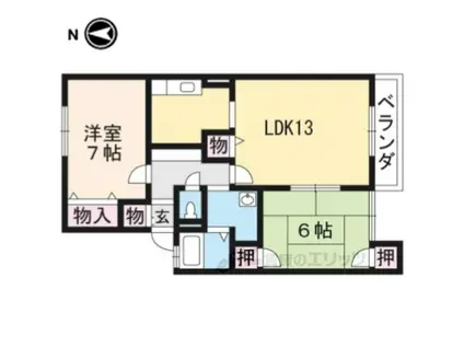 レジデンスⅡ号館(2LDK/2階)の間取り写真