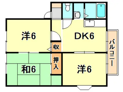 サンビレッジ須磨(3DK/2階)の間取り写真