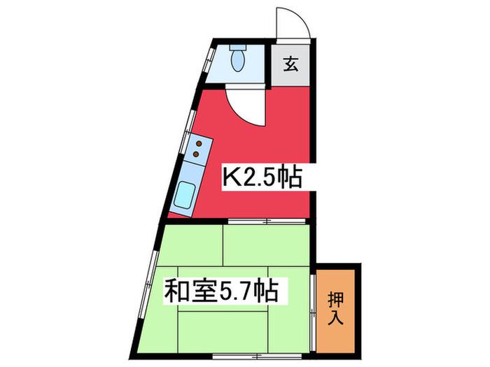 中山コーポ(1K/3階)の間取り写真