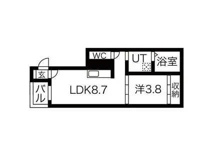 ハピネス呼続(1LDK/3階)の間取り写真