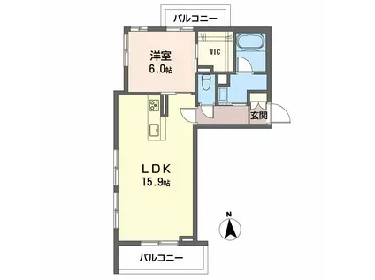 ベレオ北久保(1LDK/3階)の間取り写真