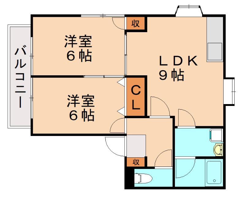 ウィンズヒル明里I(2LDK/1階)の間取り写真