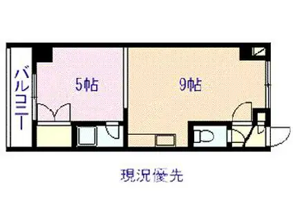 ビジョン616(1DK/5階)の間取り写真