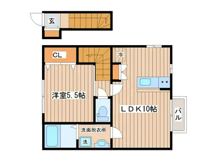 WIN TSUKINOKI(1LDK/2階)の間取り写真