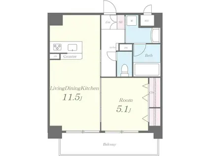 ペリドット長居公園(1LDK/5階)の間取り写真