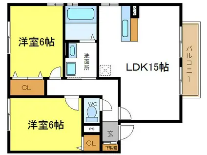 リビングタウン加美北(2LDK/1階)の間取り写真