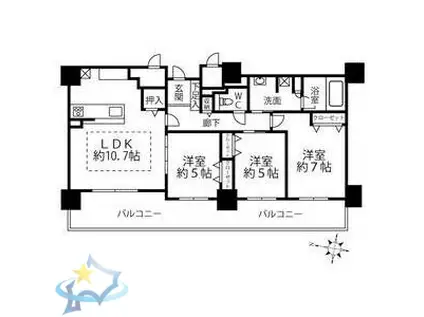 クリオ円山鳥居前(3LDK/6階)の間取り写真