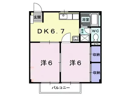ミューズ松本 V(2DK/2階)の間取り写真