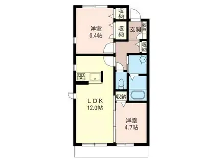 ヴィラ・シプレII(2LDK/1階)の間取り写真