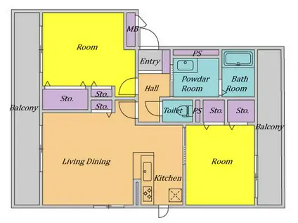 ロマネ北田辺(2LDK/3階)の間取り写真