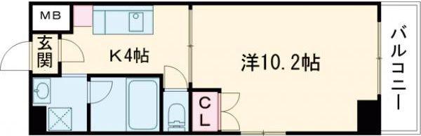 ジョイアス南堀川(1K/5階)の間取り写真