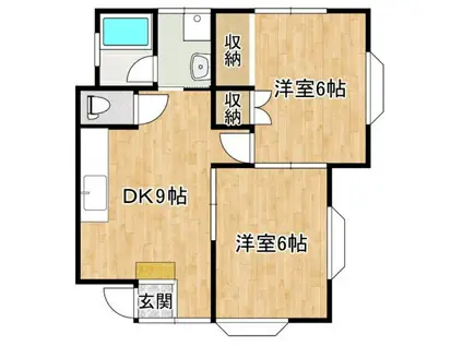 ドゥアー花園(2DK/1階)の間取り写真