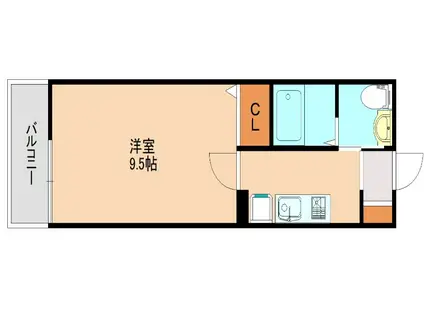 メゾンミルフィーユ折立(1K/3階)の間取り写真