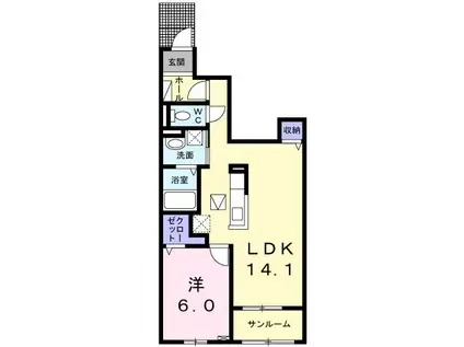 アクア ヒルズ III(1LDK/1階)の間取り写真