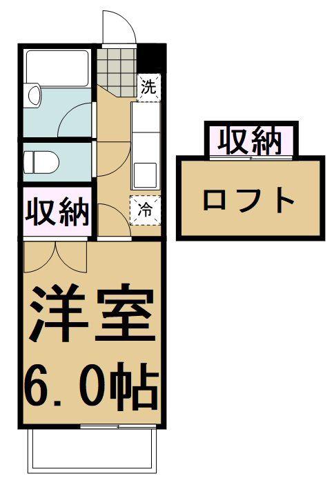 アーバンシティ堤町B(1K/2階)の間取り写真