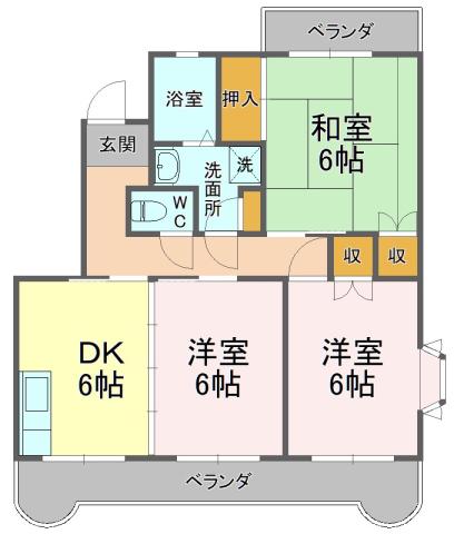グランドゥール芹が谷(3DK/4階)の間取り写真