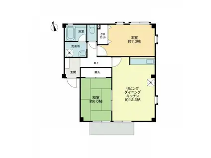 フォブールタウン南田宮C棟(2LDK/2階)の間取り写真