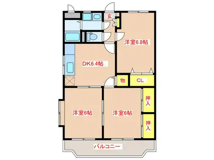 ユメハイム中郷(3DK/2階)の間取り写真