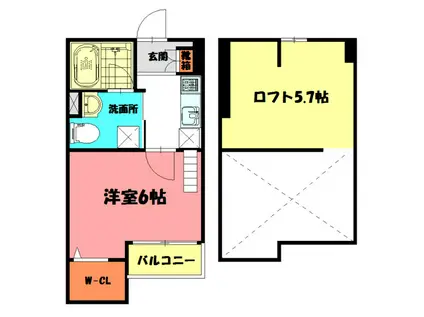 J西明石(1K/2階)の間取り写真