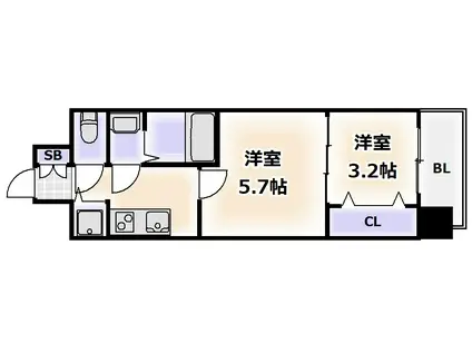 S-RESIDENCE日本橋QUALIERエスレジデンス日本橋クオリ(2K/8階)の間取り写真