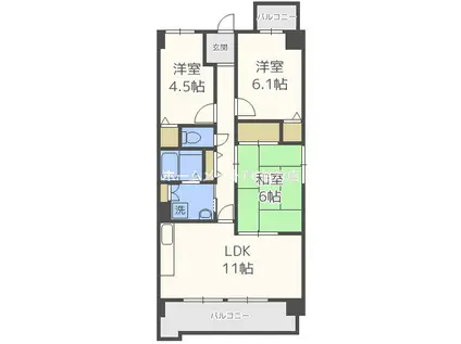 グラマシー立売堀(3LDK/3階)の間取り写真