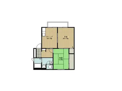 サザンウイングC(2DK/1階)の間取り写真