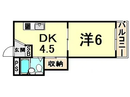 南塚口アベニュー(1DK/4階)の間取り写真