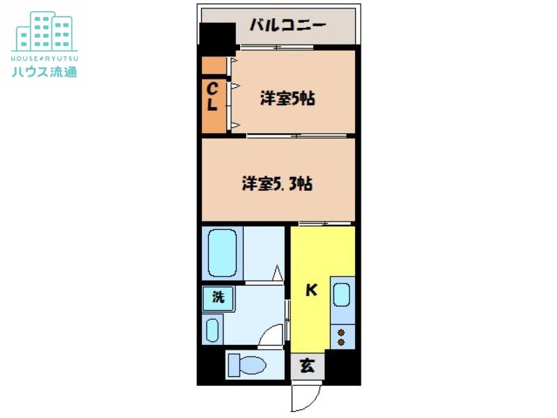 スカイコート西山(2K/3階)の間取り写真