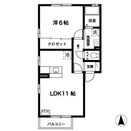 ブラン サルドセジュール(1LDK/2階)の間取り写真