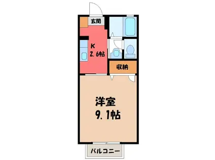 オレンジヒルズA(1K/1階)の間取り写真