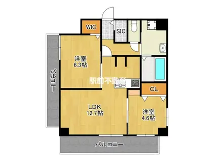 MODERN ASPIRATION 博多(2LDK/4階)の間取り写真