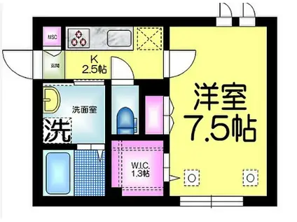 バンブー本中山(1K/3階)の間取り写真