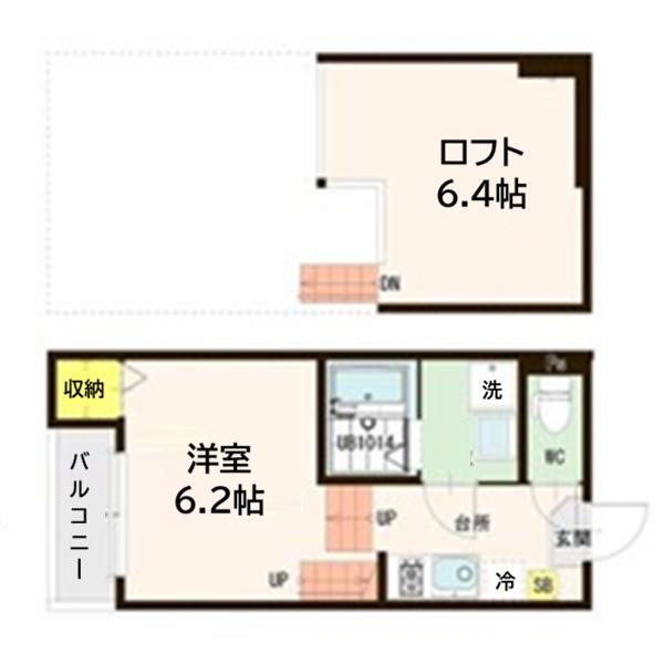 ハーモニーテラス長町IV(1K/2階)の間取り写真