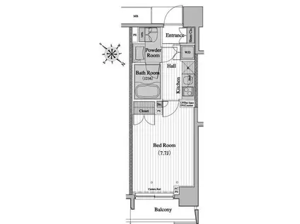 レジディア月島II(1K/2階)の間取り写真
