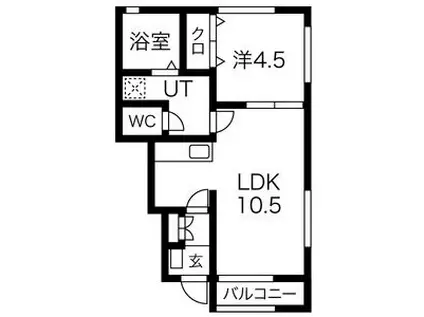 アバンセ B棟(1LDK/1階)の間取り写真