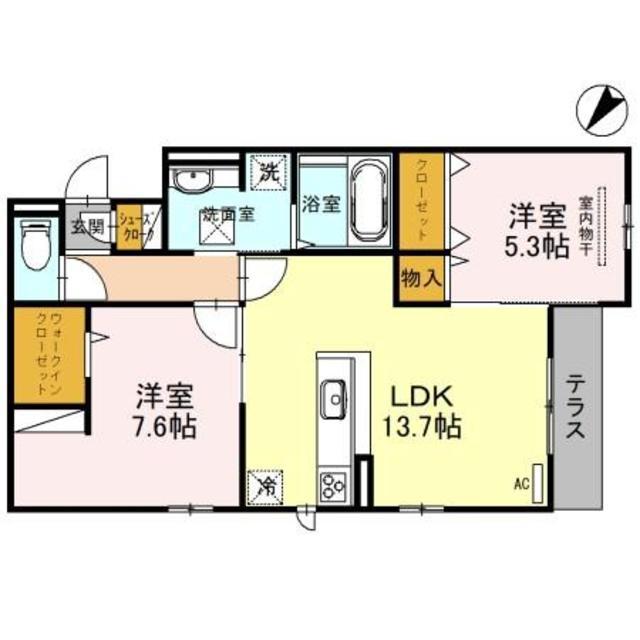 SOLEIL LEVANT(2LDK/1階)の間取り写真