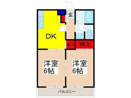 サンハイツ関口(2DK/1階)の間取り写真