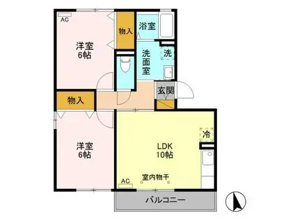 ブリリアントY A(2LDK/3階)の間取り写真