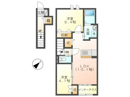 グリーン キャッスル(2LDK/2階)の間取り写真