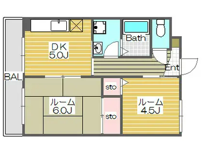 エスポワール塚越(2DK/3階)の間取り写真