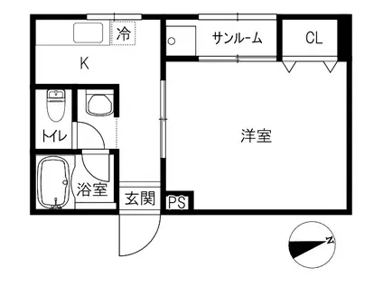 OTビル(1K/1階)の間取り写真