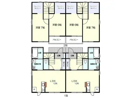 リッチヒルズ前九年 B棟(2LDK/1階)の間取り写真