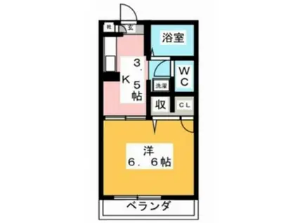 ドエル津島本町(1K/2階)の間取り写真