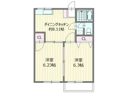 プレステージ(2DK/2階)の間取り写真