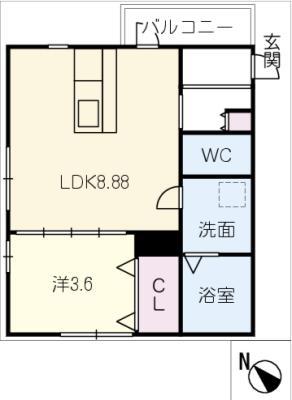 ALIVIA神沢(1LDK/1階)の間取り写真